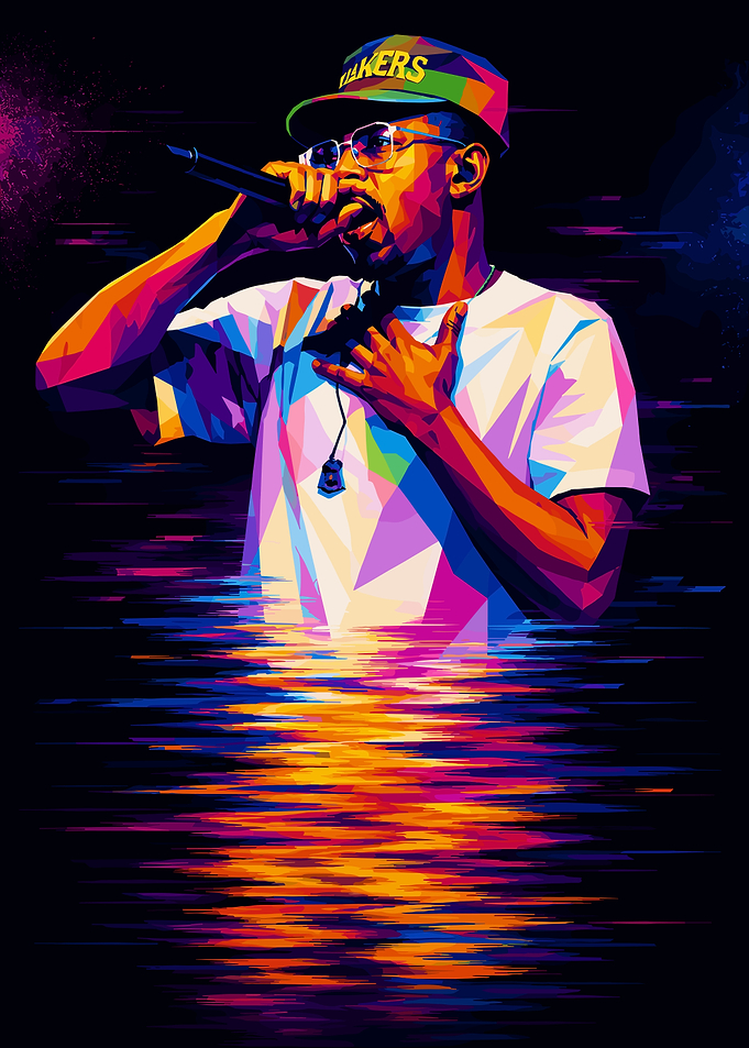 Colorful Low Poly Rapper Portrait