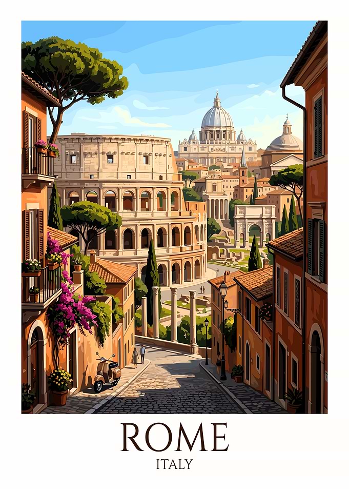 Vintage Rome Italy Travel Poster