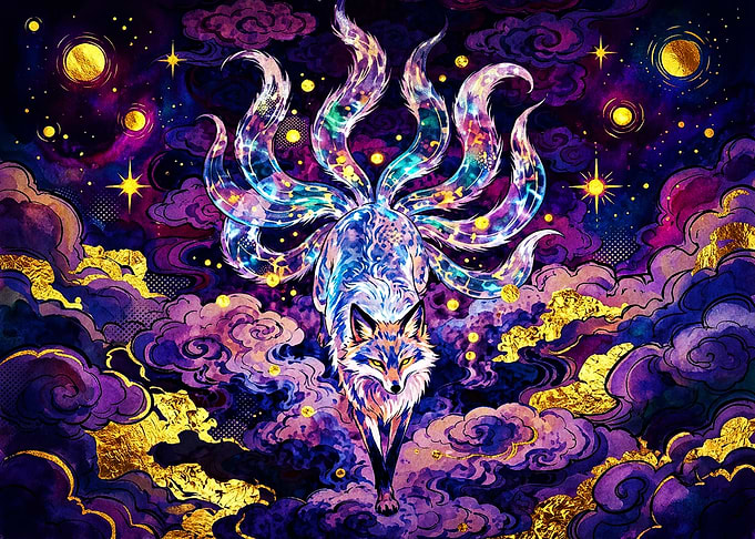 Celestial Nine-Tailed Fox Fantasy Art