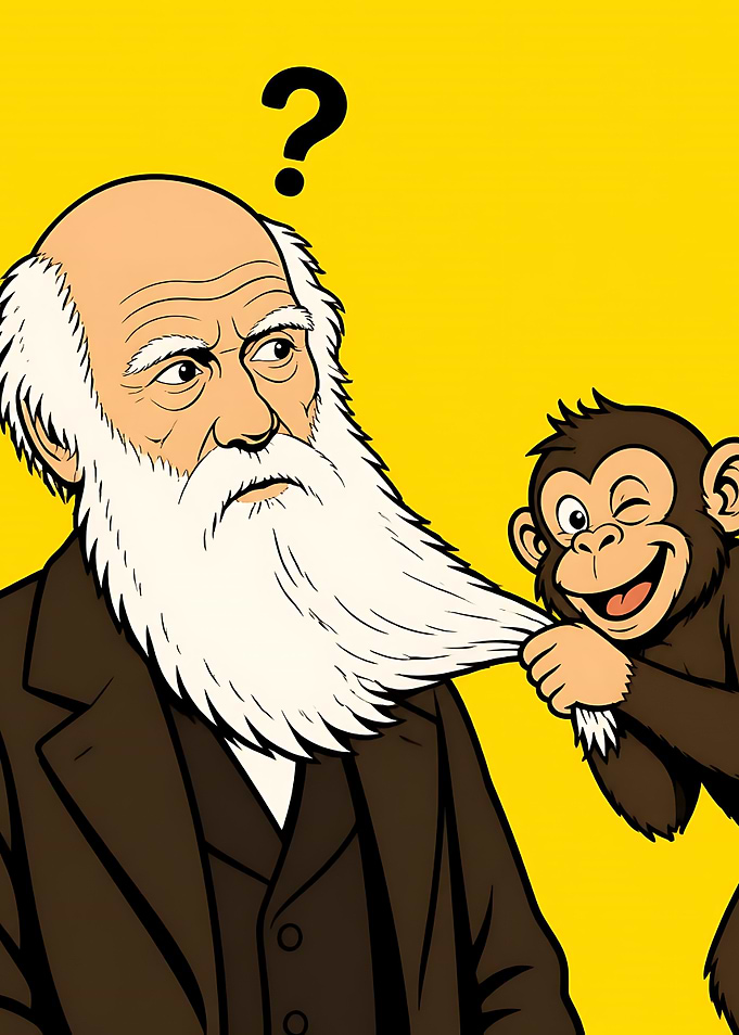 Charles Darwin and Winking Monkey