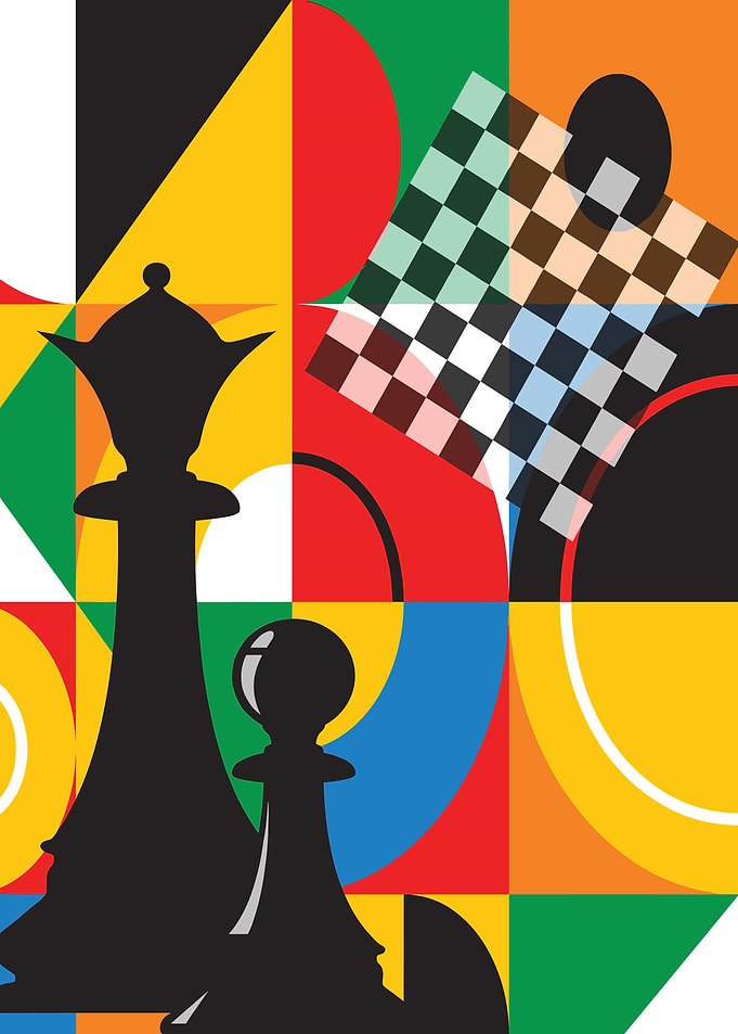 Abstract Chess Pieces Geometric Art