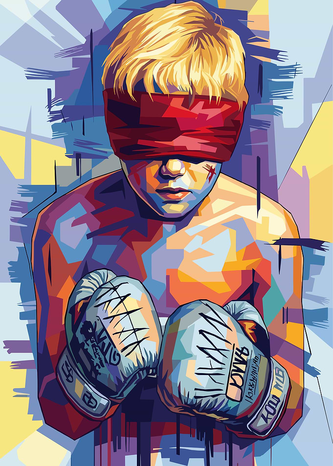 WPAP Style Blindfolded Boxer Portrait