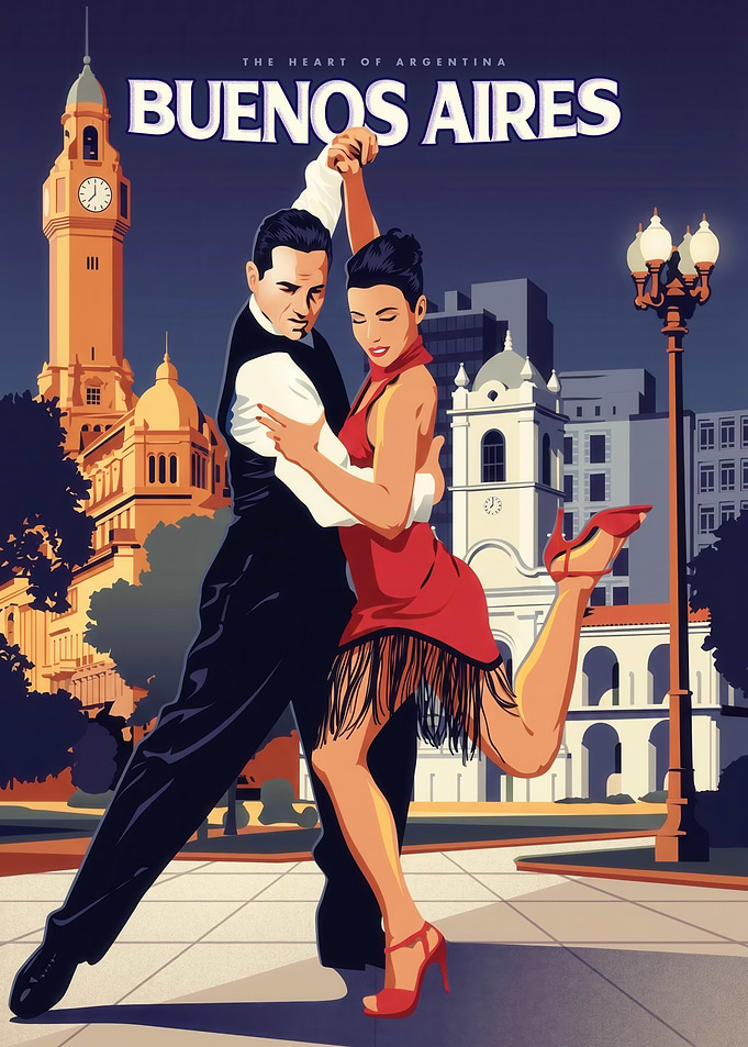 Buenos Aires Tango Travel Poster