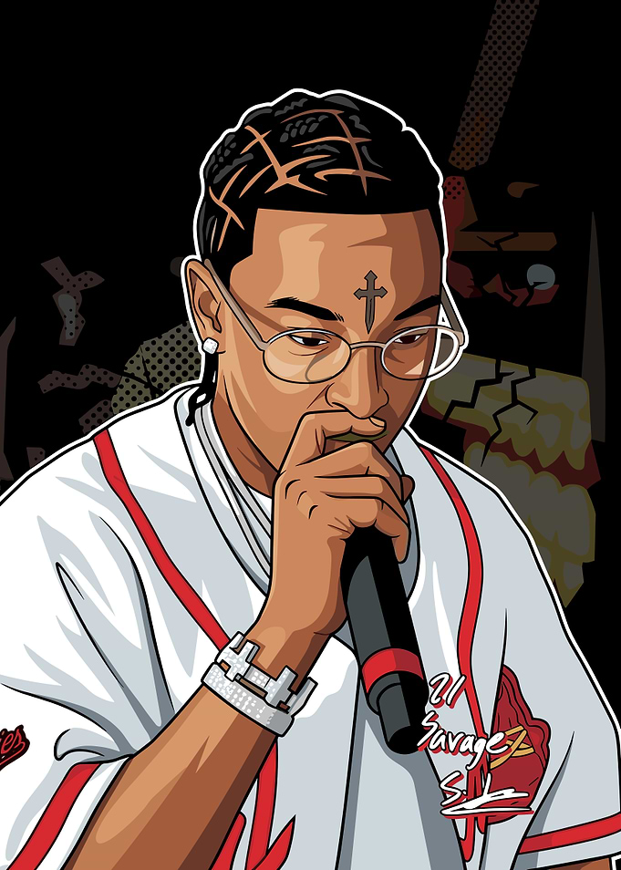 21 Savage Cartoon Style Portrait