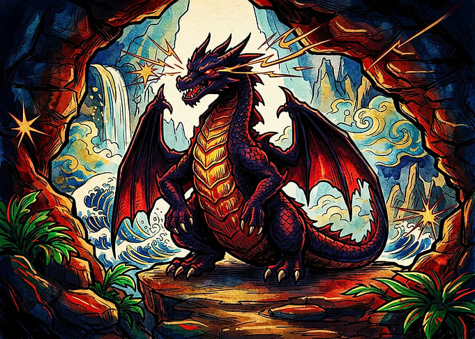 Majestic Dragon in a Cave