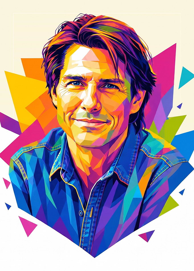 Colorful Pop Art Portrait of Tom Cruise