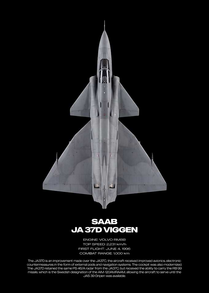 Saab JA 37D Viggen Technical Poster