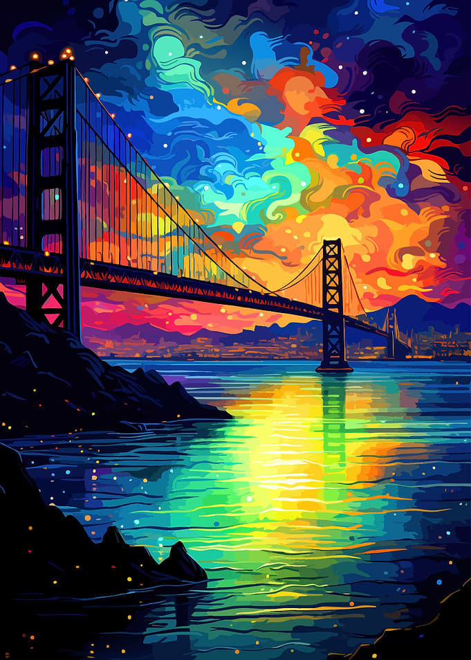 Psychedelic Golden Gate Bridge Sunset