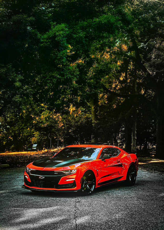 Bright Orange Chevrolet Camaro Sports Car