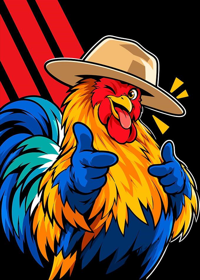 Cool Rooster Wearing a Cowboy Hat