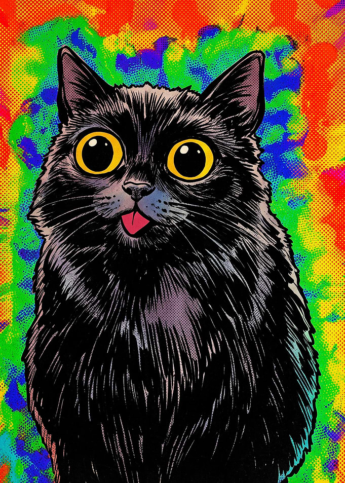 Psychedelic Black Cat Pop Art