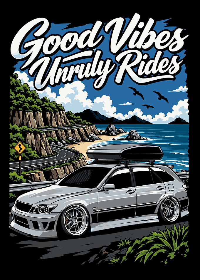Good Vibes Unruly Rides Car Illustration