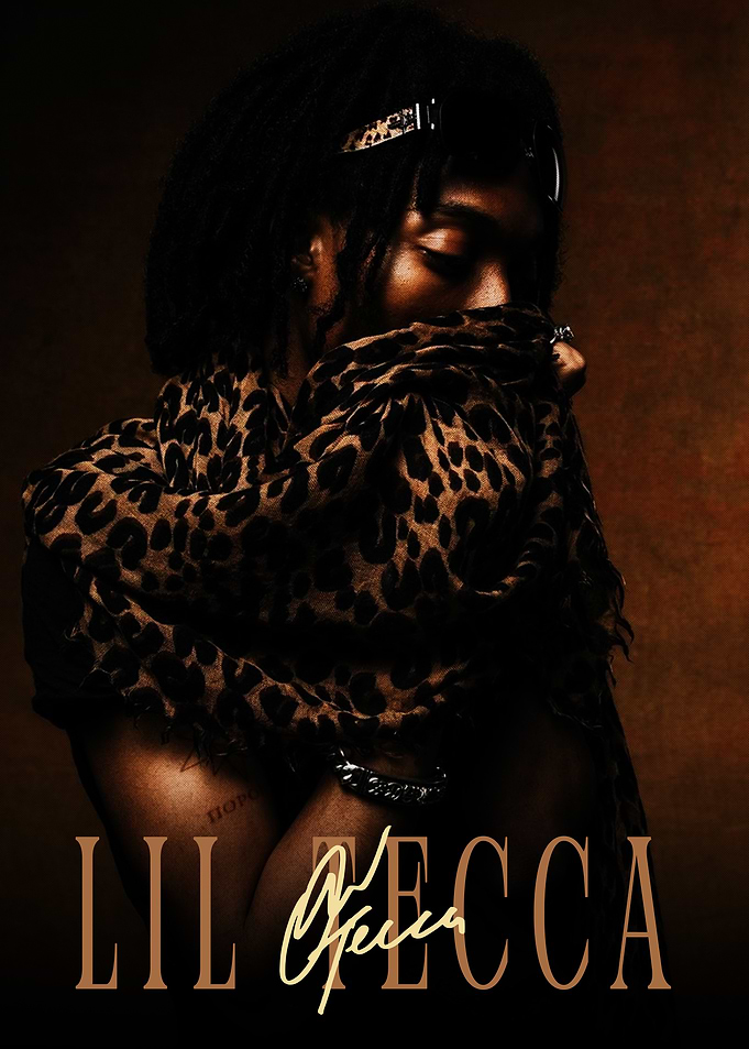 Lil Tecca Portrait with Leopard Scarf