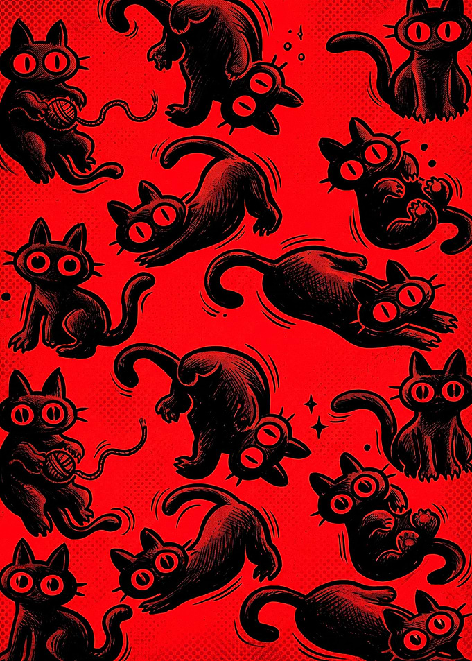 Playful Black Cat Pattern