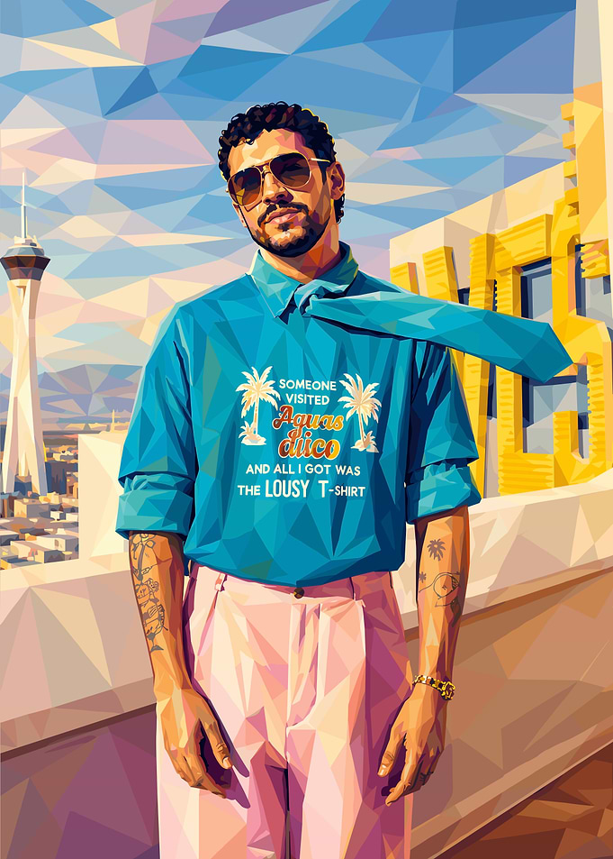 Low Poly Portrait of Bad Bunny