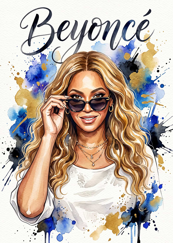 Beyoncé Watercolor Portrait Illustration
