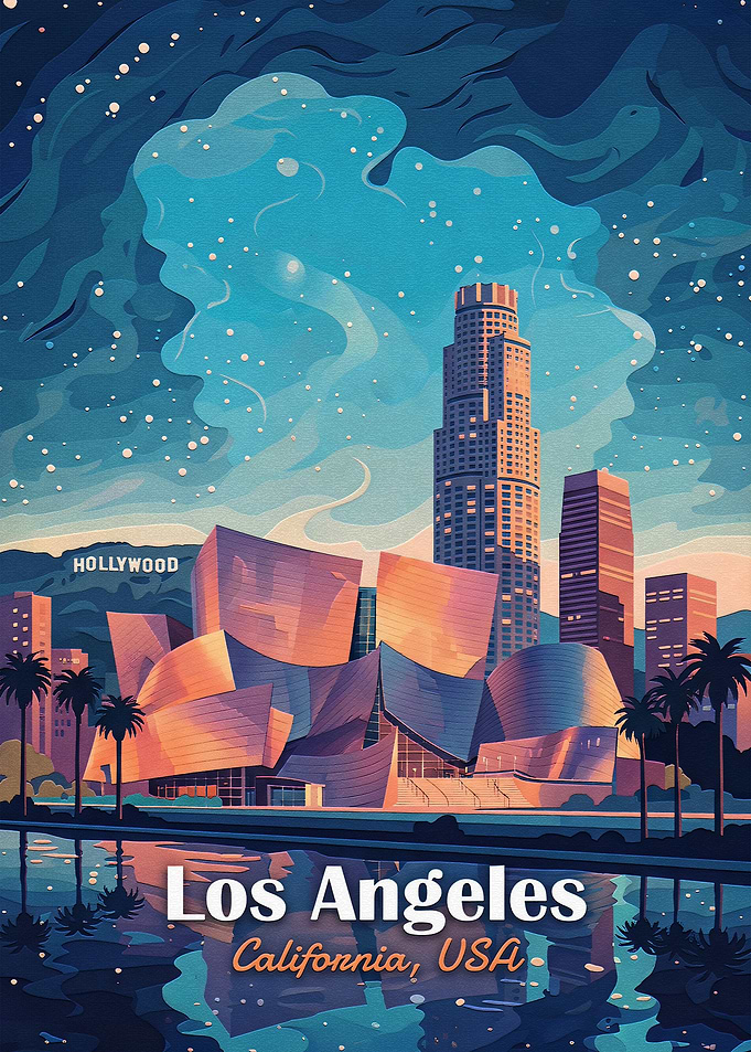 Los Angeles Cityscape Travel Poster