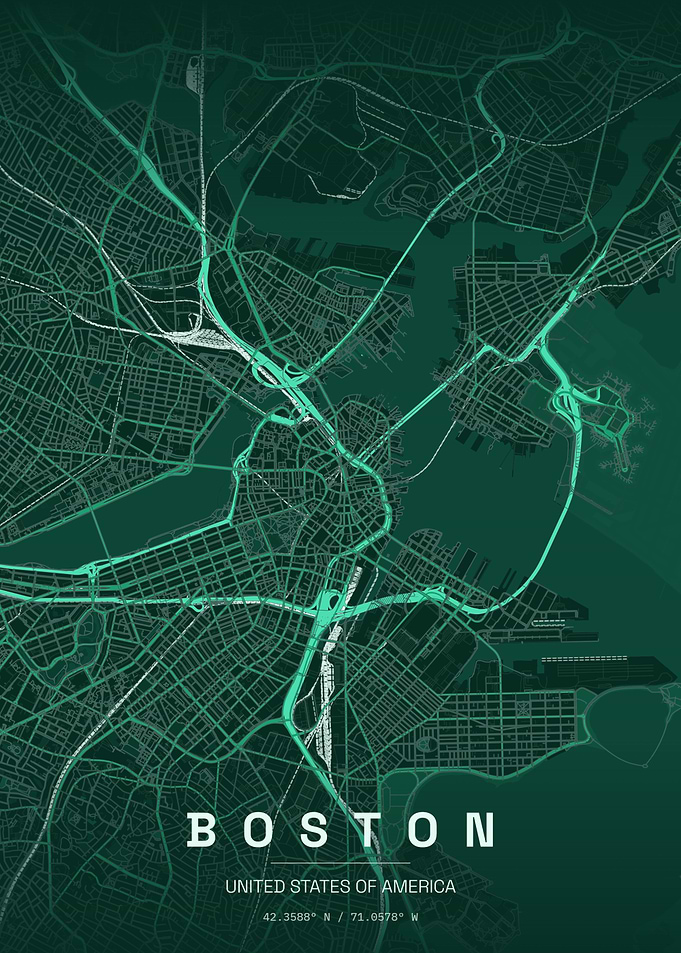 Minimalist Boston City Map Poster