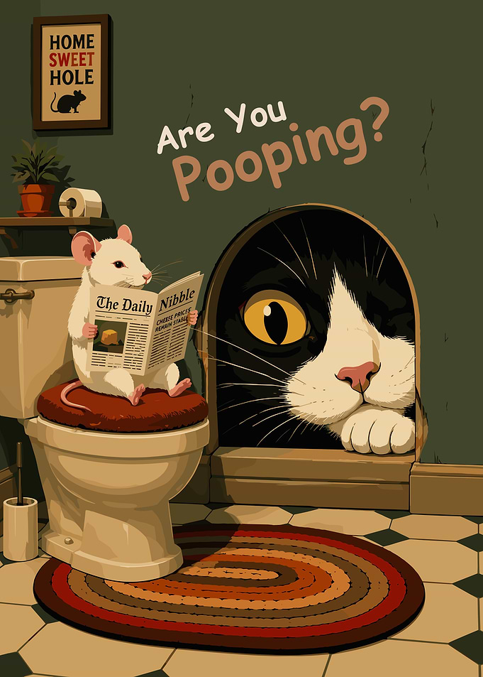 Funny Mouse on Toilet Poster