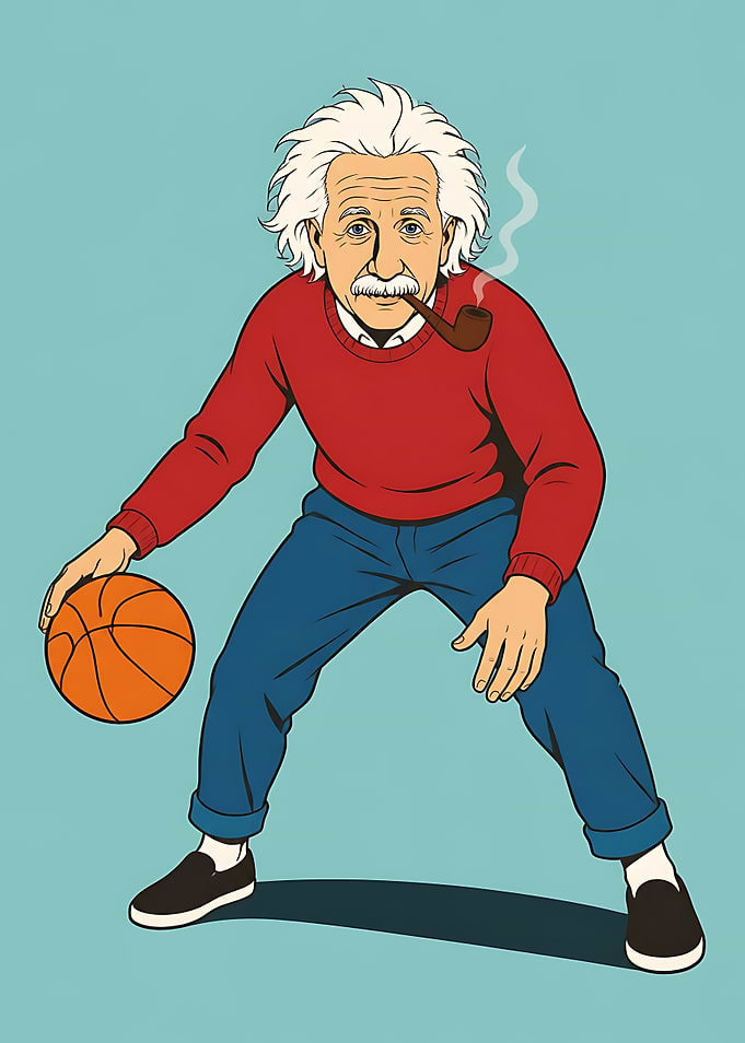 Albert Einstein Playing Basketball