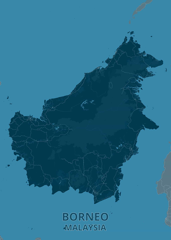 Map of Borneo Island