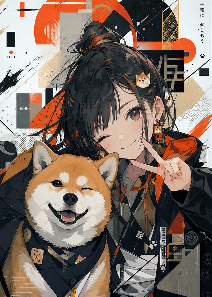 Anime Girl and Shiba Inu