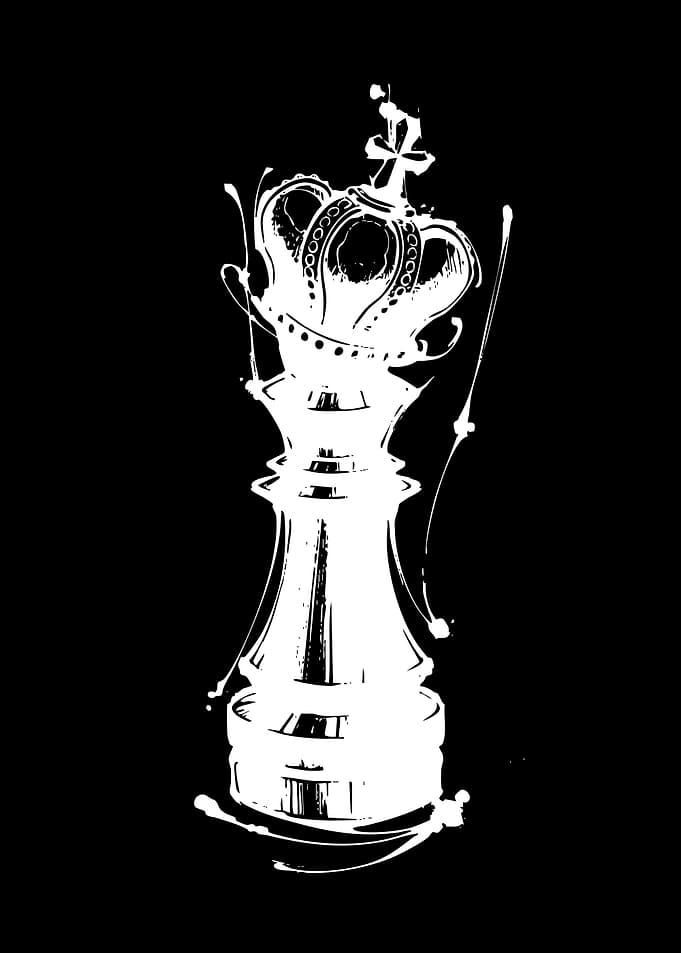Abstract White Chess King Silhouette