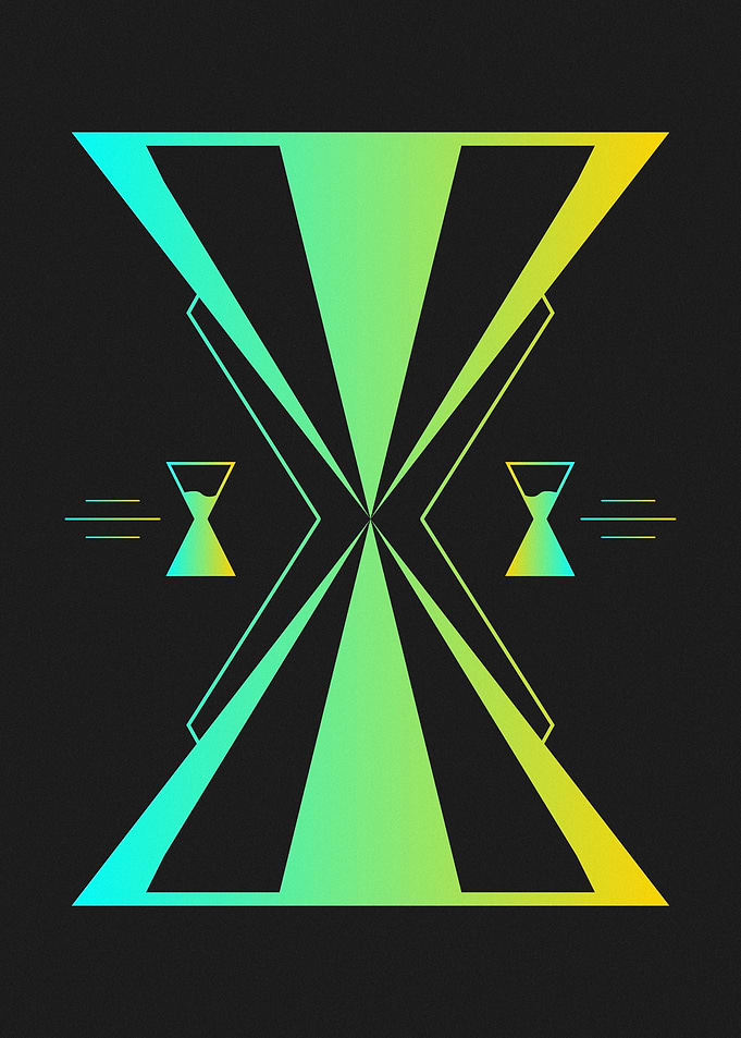 Neo-Futuristic Hourglass - Minimalist Geometric Vector Art