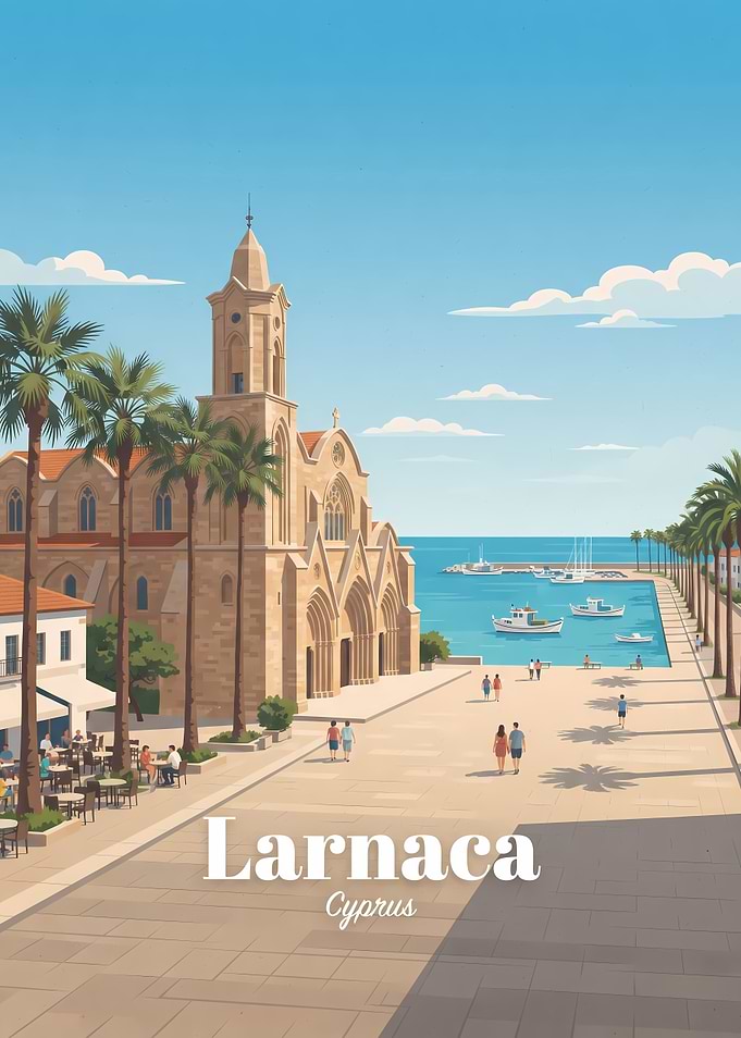 Larnaca Cyprus Travel Poster