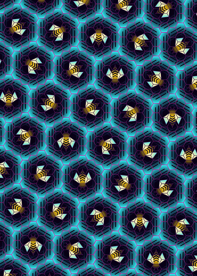 Neon Beehive Geometric Pattern