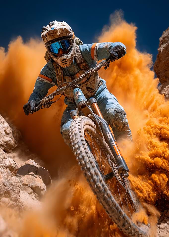 Mountain Biker Kicking Up Dust
