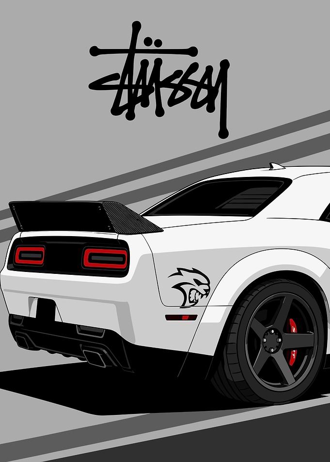 Stussy Dodge Challenger Hellcat Illustration