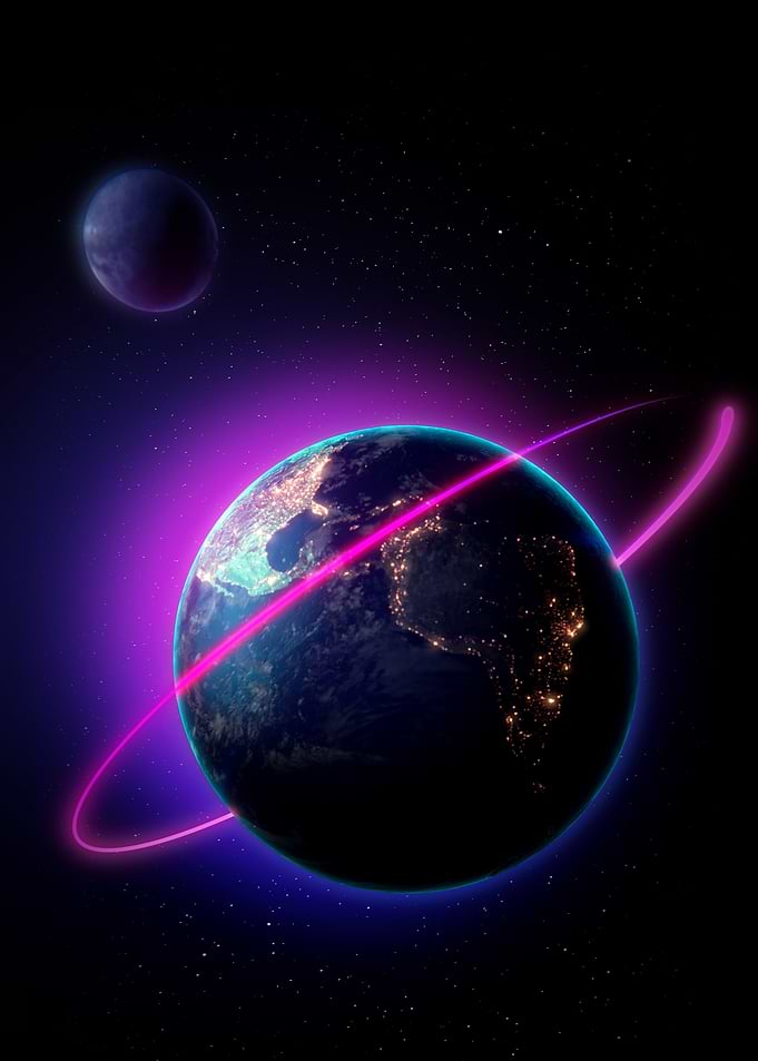 Neon Ring Earth in Space