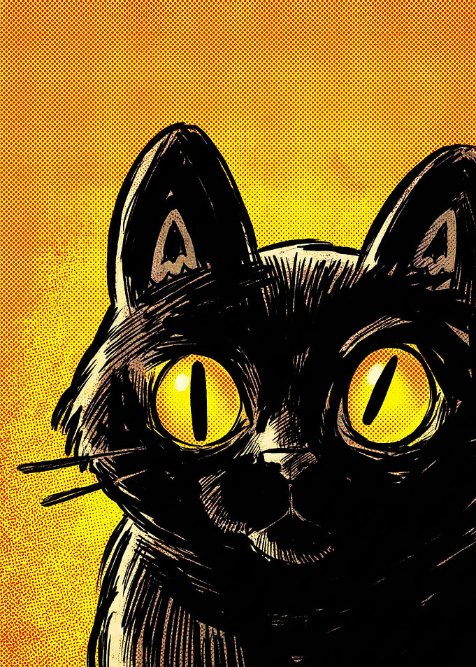 Pop Art Black Cat Portrait