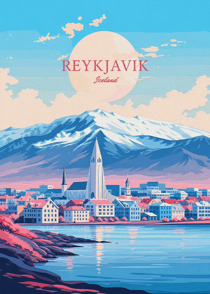Reykjavik Iceland Travel Poster
