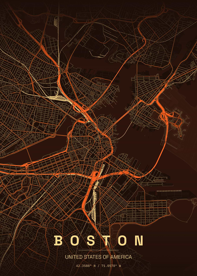 Minimalist Boston City Map Poster