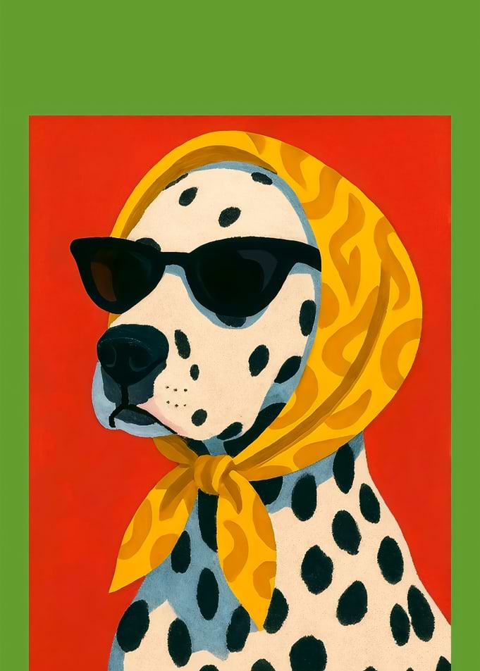 Stylish Dalmatian in Yellow Headscarf