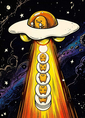 Gudetama UFO Abduction Space Art