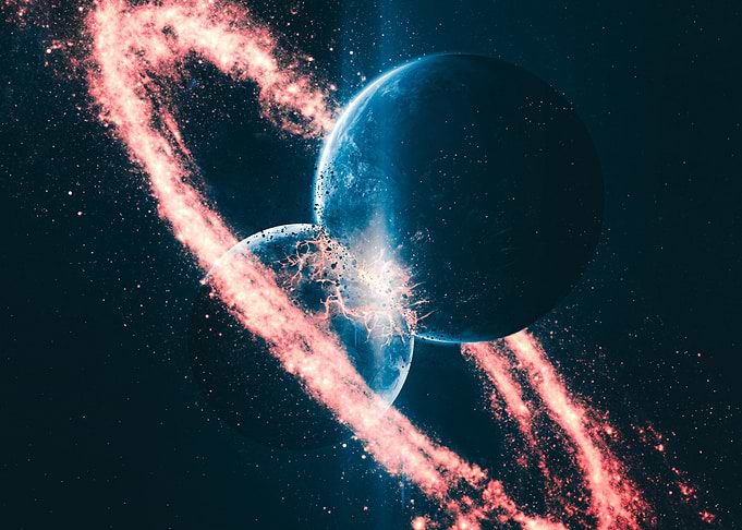 Catastrophic Planetary Collision in Deep Space