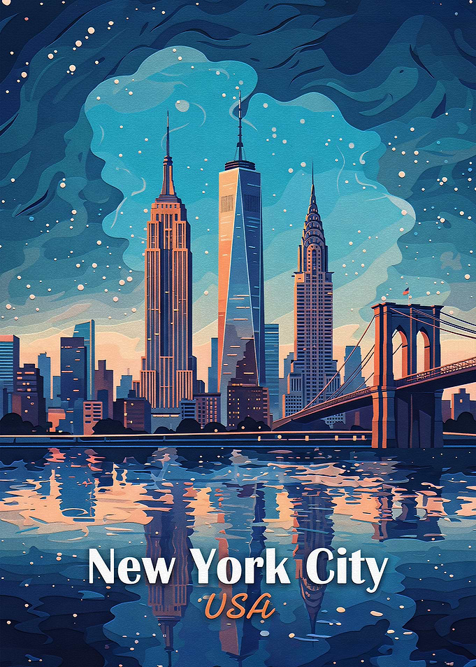 New York City Skyline Travel Poster