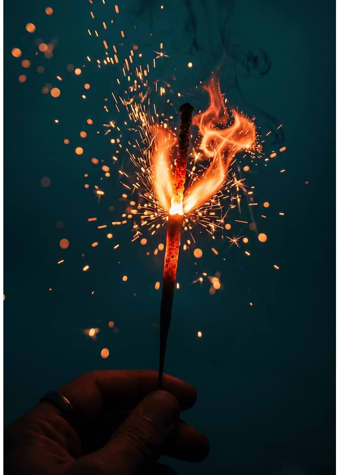 Sparkler Burning in the Dark