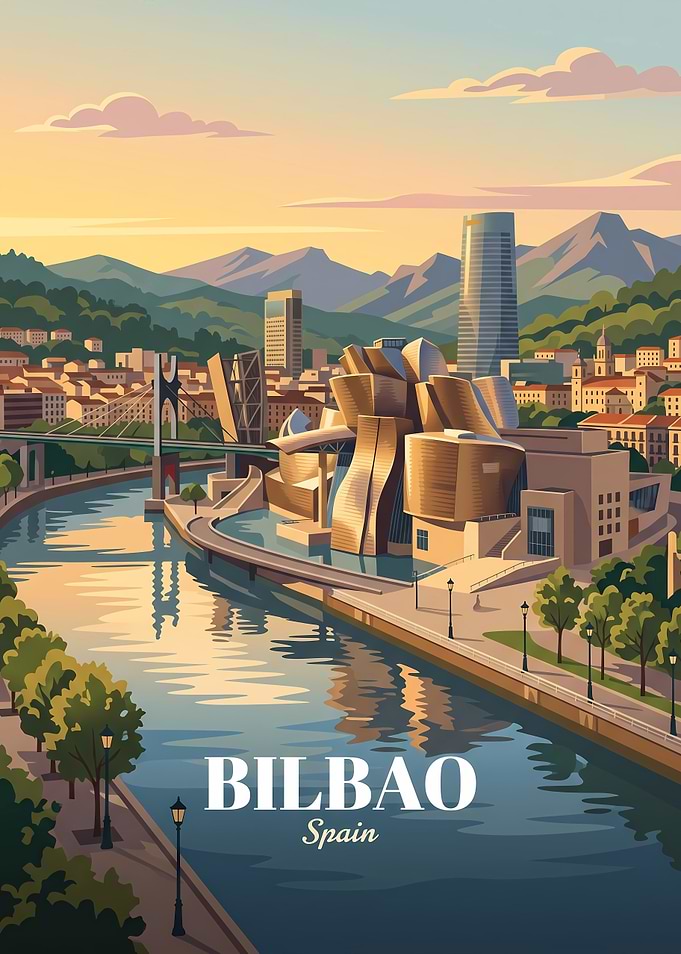 Bilbao Spain Travel Poster