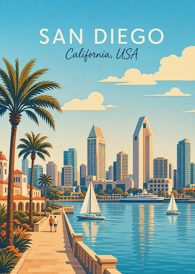 San Diego California Travel Poster