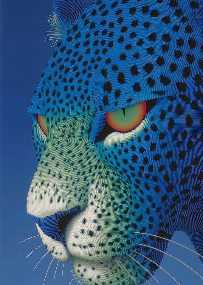 Stylized Blue Leopard Portrait