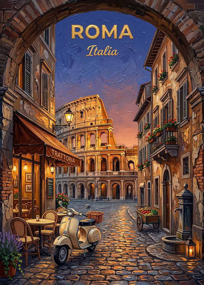 Vintage Rome city Travel Poster Art