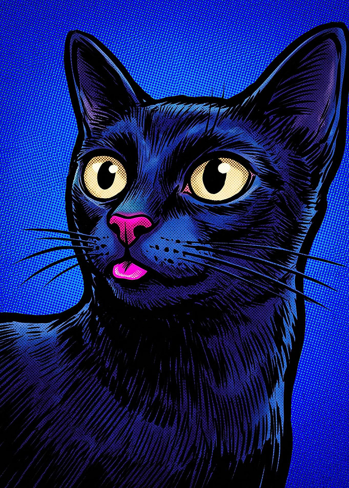 Pop Art Black Cat Portrait