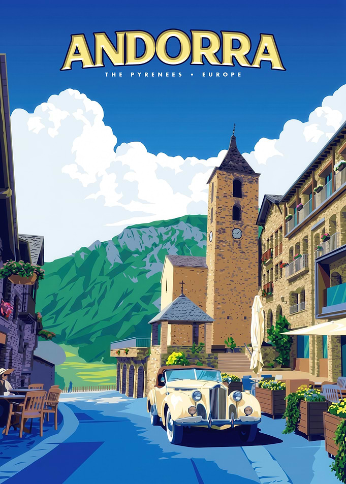 Vintage Travel Poster of Andorra