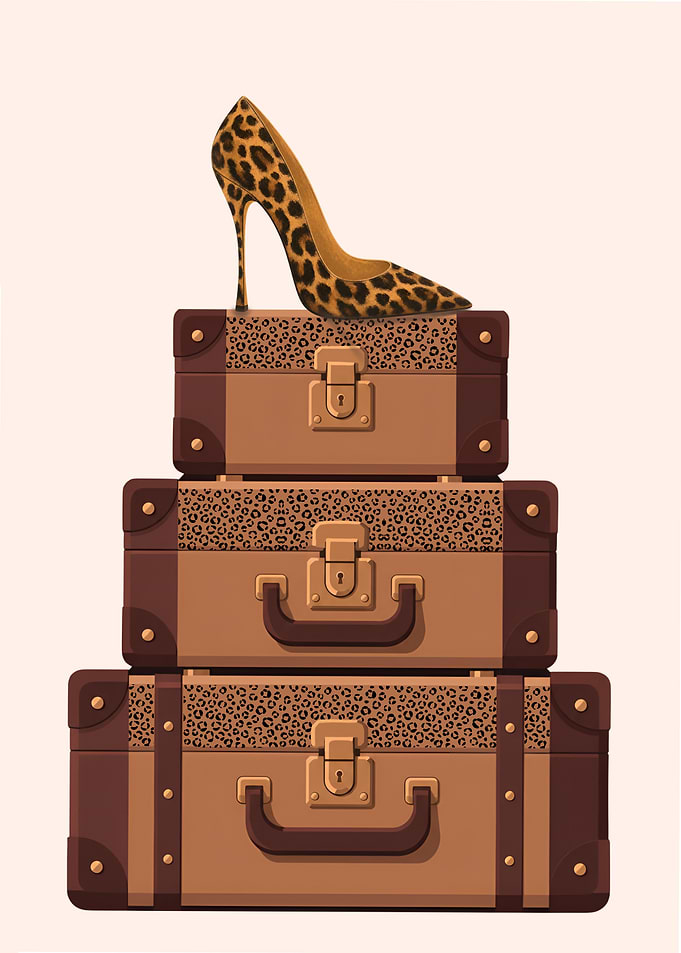 Leopard Print Stiletto on Vintage Suitcases