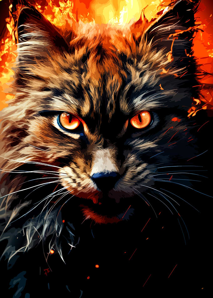Fiery Cat Portrait