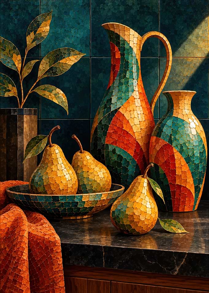 Mosaic Still Life with Pears